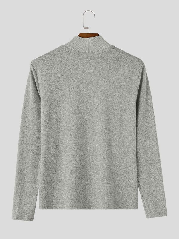 Men's Smart Chic Daily Commute Side Slanted Placket Metallic Button Slim T-shirt SKUL84771