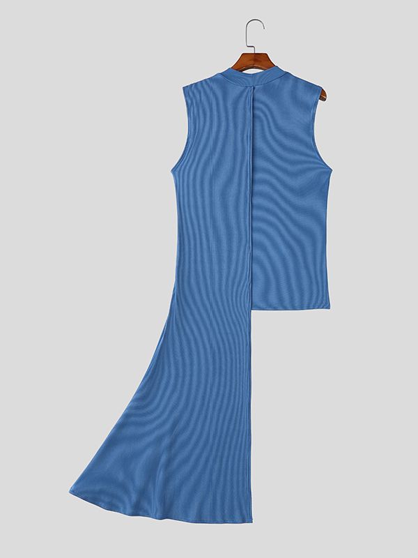 Men's Avant-Garde Asymmetrical Hem Diagonal Zipper Tank SKUL60129
