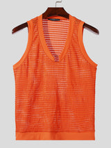 Mens Mesh See Through V-Neck Sleeveless Vest SKUK63601