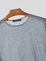 Men's Deconstructed Solid Color Sheer T-shirt SKUL54445