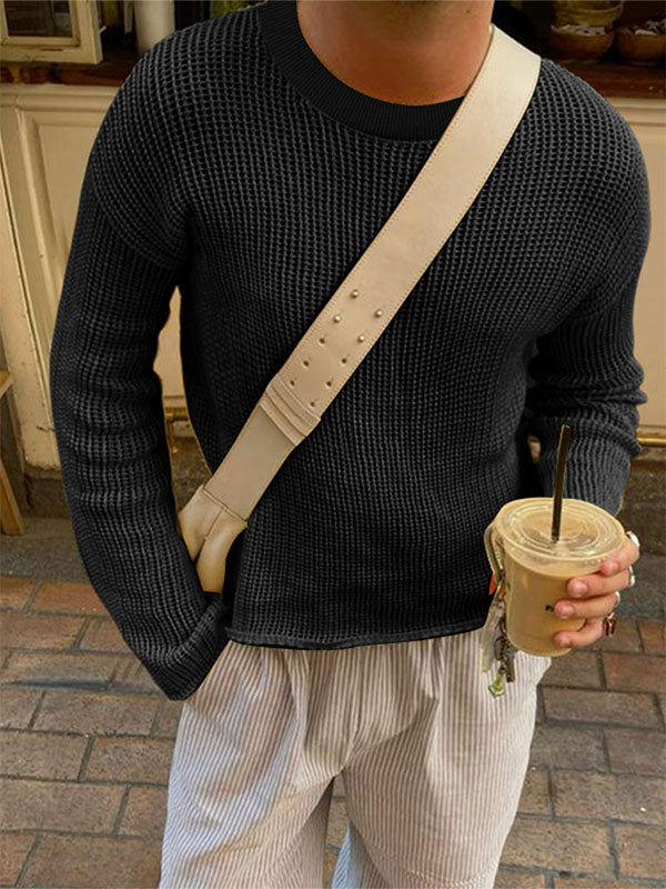 Men's Hollow Out Mesh Crew Neck Long Sleeve T-Shirt SKUL25833