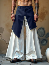 Mens Faux Two-Piece Patchwork Casual Pant SKUL16862