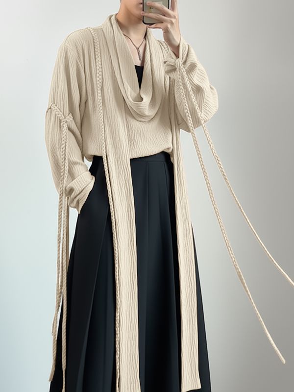 Men's Deconstructed Street Style Long Sleeve Shirt SKUL36651