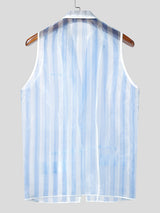 Men's Sheer Mesh Striped Waistcoat SKUL18799