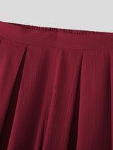 Men's Solid Pleated Loose Casual Pant SKUL36328