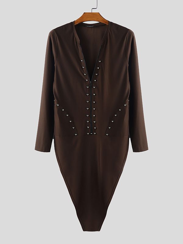 Men's Deconstructed Bead Patchwork Long Sleeve T Shirt SKUL31954