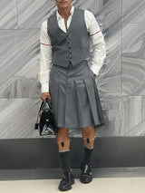 Men's Solid Color Pleated Skirt Two Pieces Outfit SKUL41268