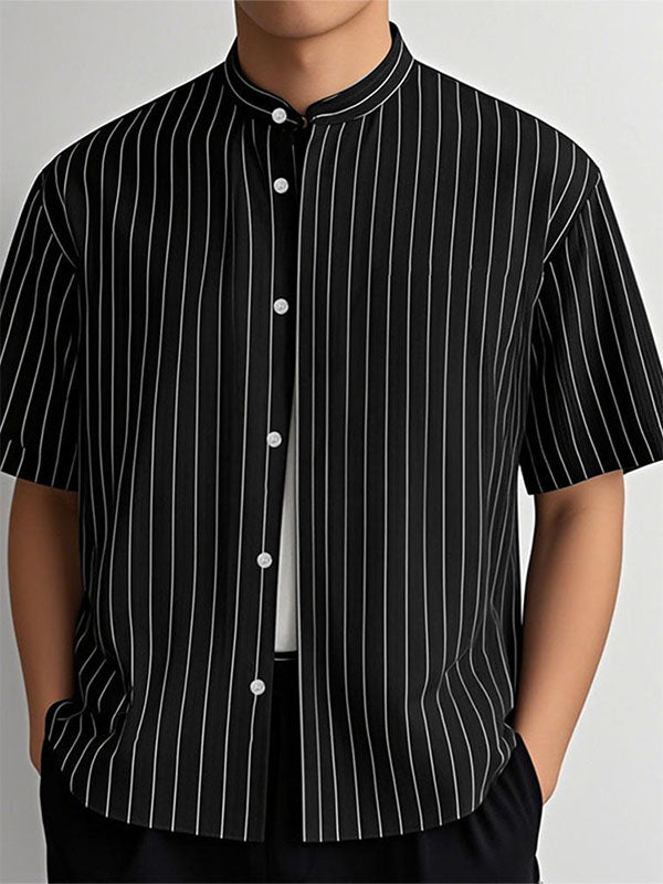 Mens Casual Striped Short Sleeve Shirt SKUL17984
