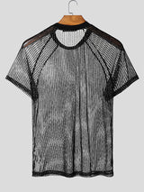 Mens Glitter Sheer Mesh Short Sleeve T-Shirt SKUL04233