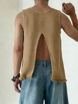 Men's Avant-Garde Split Back Textured Tank SKUL54717