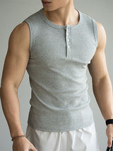 Mens Solid Color Textured Casual Tank SKUL10782