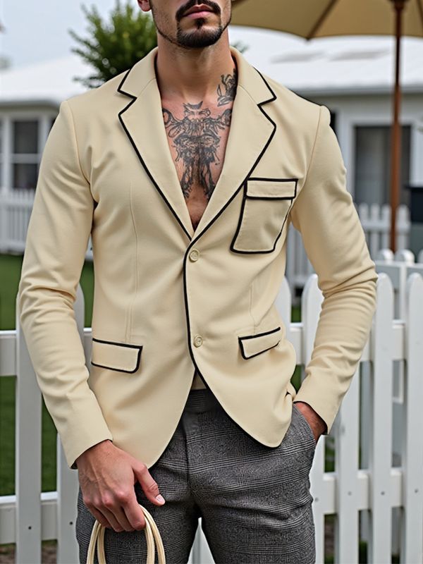 Men's Bold Edge Contrast Long Sleeve Blazer SKUL29610
