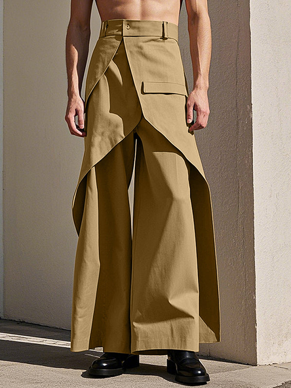 Mens Solid Color Layered Wide-Leg Pant SKUK97745