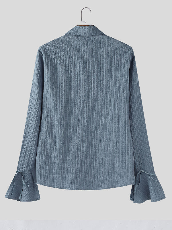 Men's Textured Flared Split Cuff Long Sleeve Shirt SKUL26978