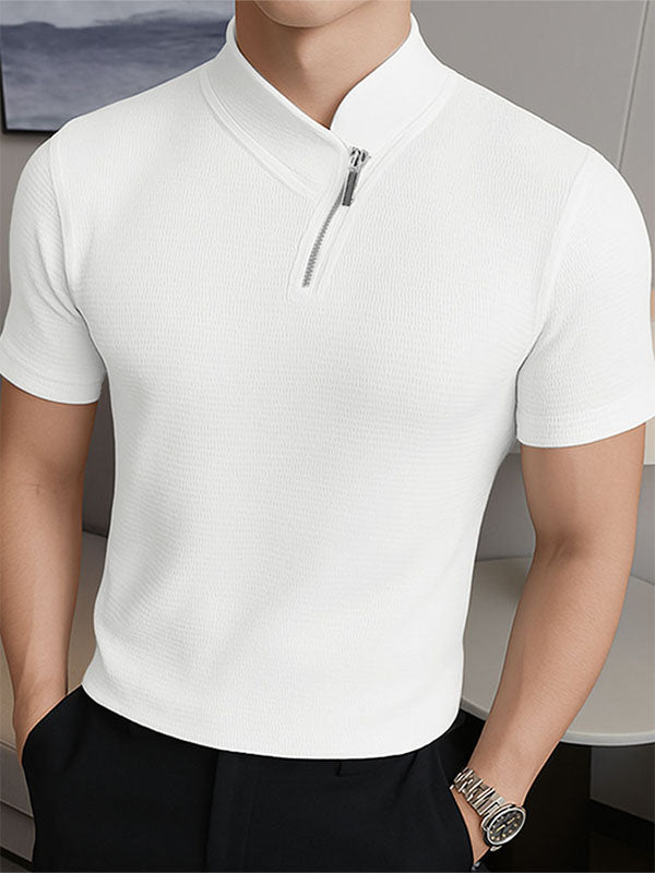 Mens Solid Color Textured Short Sleeve T-Shirt SKUL19120