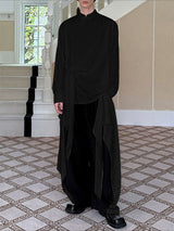 Men's Irregular Hem Long Sleeve Shirt SKUL29558