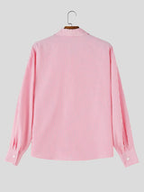 Men's Smart Chic Daily Commute Vertical Stripe Silk Satin Chest Pocket Shirt SKUL86800