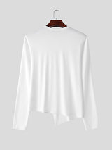 Mens Irregular Hem Hollow Long Sleeve T-shirt SKUK98998