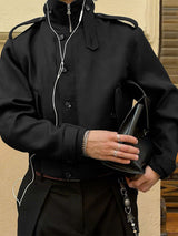 Men's Solid Biker Style Long Sleeve Jacket SKUL32036