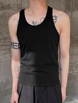 Mens Irregular Solid U-Neck Sleeveless Casual Vest SKUK57372