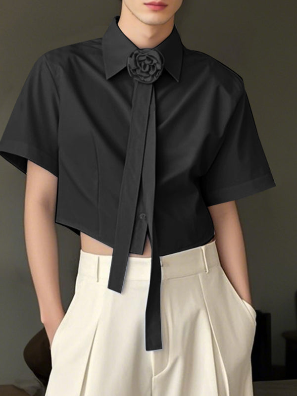 Mens 3D Floral Tie Casual Short Sleeve Shirt SKUL12752