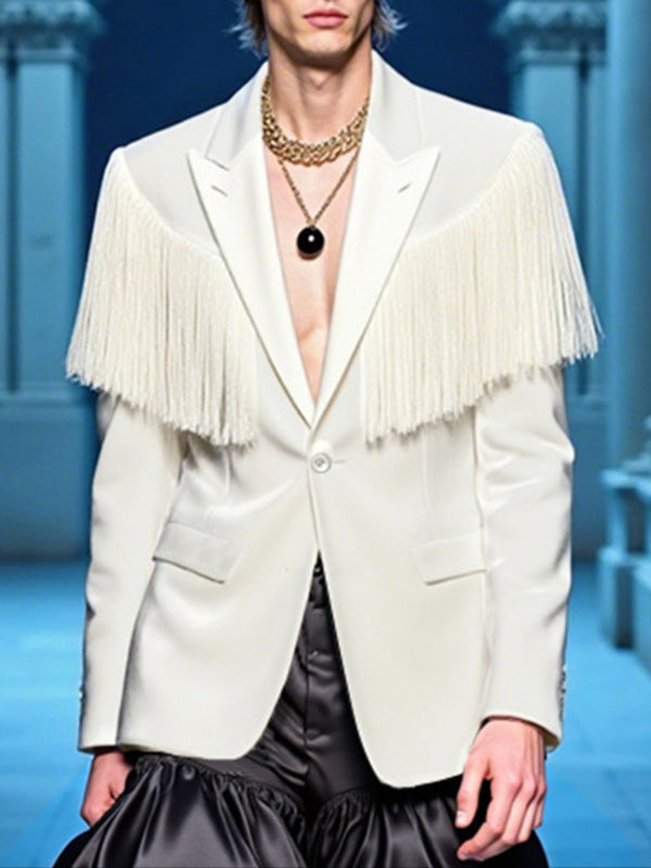 Men's Fringe Patchwork Casual Long Sleeve Blazer SKUL28162