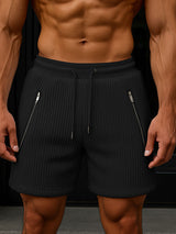 Mens Solid Color Velvety Zip Casual Short SKUL12163