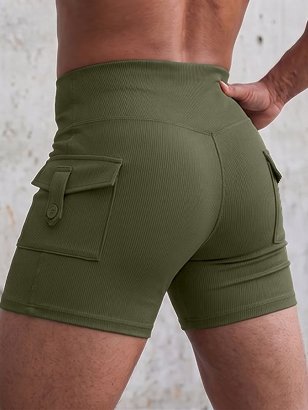 Men's Utility Ribbed High-Waisted Cargo Booty Short SKUL75676