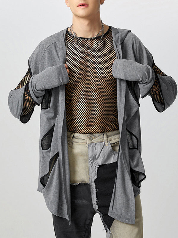 Mens Cut-Out Design Long-Sleeve Cardigan SKUK85854