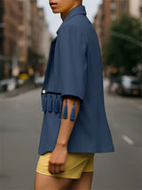 Men's Fringe Patchwork Short Sleeve Blazer SKUL22231