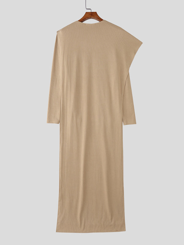 Men's Knit Textured Shawl Long Sleeve T-Shirt SKUL29769