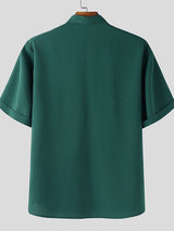 Men's Solid Color Stand Collar Short Sleeve Shirt SKUL49921