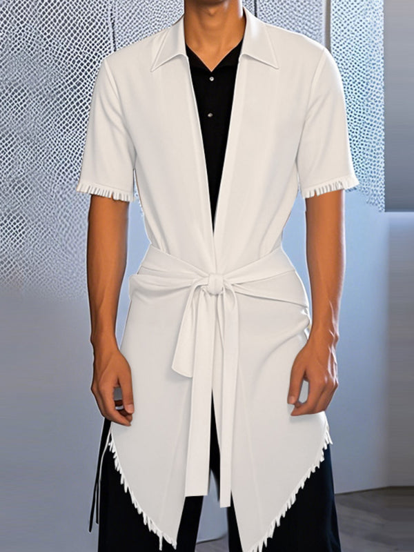 Mens Solid Color Backless Short Sleeve Shirt SKUL15367