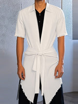 Mens Solid Color Backless Short Sleeve Shirt SKUL15367