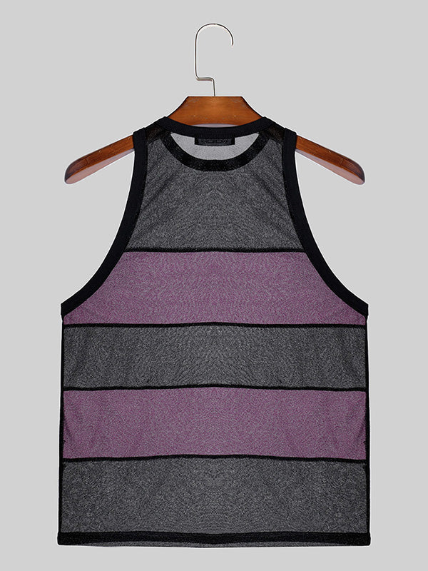 Mens Mesh Patchwork See Through Sleeveless Vest SKUK51165