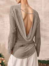 Men's Backless Textured Long Sleeve T-shirt SKUL35222