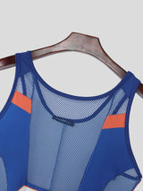 Men's Avant-Garde "23" Graphic Color-Block Mesh Panel Athletic Bodysuit SKUL54072