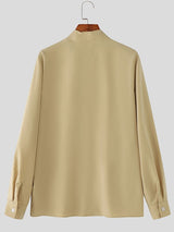 Men's Ribbon V Neck Long Sleeve Shirt SKUL42528