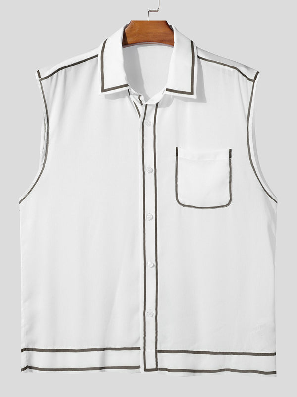 Men's Outline Sheer Sleeveless Shirt SKUL17954