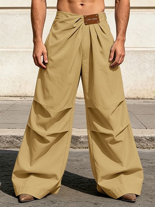 Men's Avant-Garde Knee-Pleated Oversized Baggy Wide Leg Pant SKUL66108