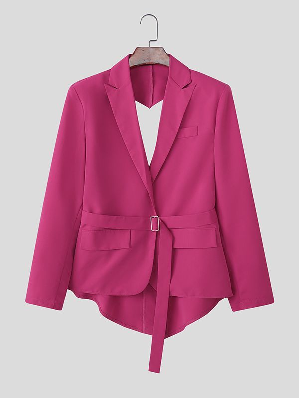 Men's Deconstructed Backless Heart Waist Cinched Blazer SKUL42270