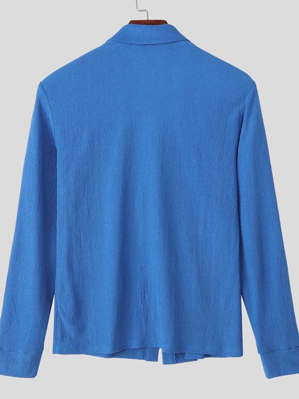 Men's Cut-Out Drawstring Eyelet Long Sleeve Shirt SKUL38657