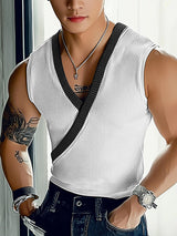 Mens Knit Ribbed Color-Blocked Tank SKUL04168
