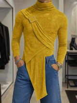 Men's Texture High Neck Long Sleeve Knit T-Shirt SKUL30446