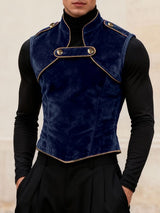 Men's Velvet Contrast Trim Button Tank SKUL49857