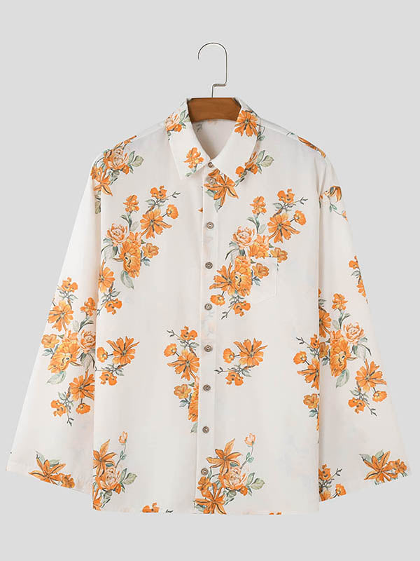 Mens Floral Print Long Sleeve Shirt SKUK72346