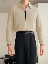 Men's Solid Color Striped Long Sleeve Jacket SKUL37702