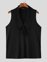 Mens Solid Color Textured V-Neck Tank SKUL09391