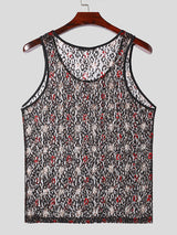 Mens Lace See Through U-Neck Sleeveless Vest SKUK56348