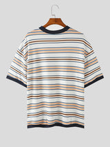 Mens Striped Crew Neck Short Sleeve T-Shirt SKUK61370